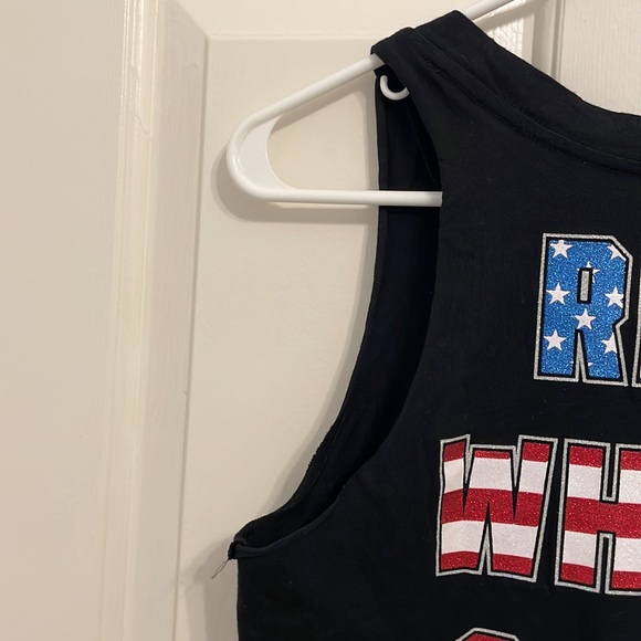 NWOT Victoria’s Secret PINK Muscle Tank Black "Red White & Lit" 100% cotton- XS - Picture 7 of 7